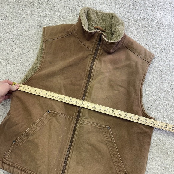 Sorel Mens Vest XL Sherpa Lined Brown Heavy Duck Canvas Chore Work Zip Up - Picture 8 of 8